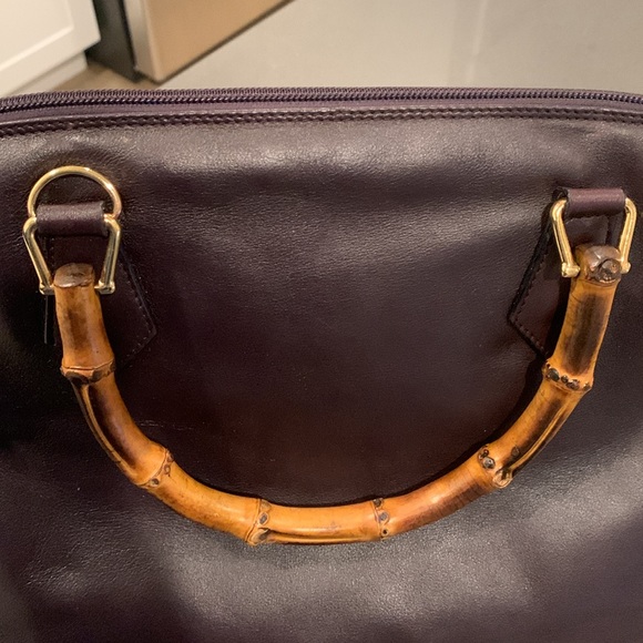 Gucci Eggplant and bamboo handle purse bag. - Picture 9 of 10